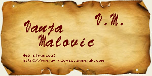 Vanja Malović vizit kartica